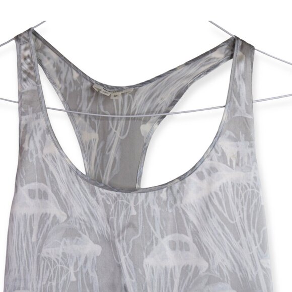 Helmut Lang Tank M Womens Gray Printed Scoop Neck Sleeveless Silk Blend - Picture 2 of 11